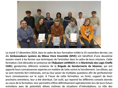 Formation des Ambassadeurs du Mieux Vivre Ensemble au LPO